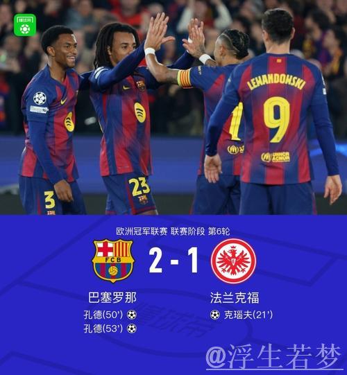 孔德梅开二度亚马尔拉什福德献传 巴萨2-1击败法兰克福 孔德梅开二度亚马尔拉什福德献传 巴萨2-1击败法兰克福